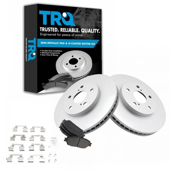 TRQ Front Posi Metallic Brake Pads & E-Coated Rotors Kit Set Fits Select Toyota Lexus