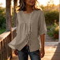 thumbnail image 3 of Uootdi Ruffle Trim Vests Women V Neck Sleeveless Button Front Casual Loose Lightweight Soft Comfy Summer Wear Tops Gift, 3 of 7