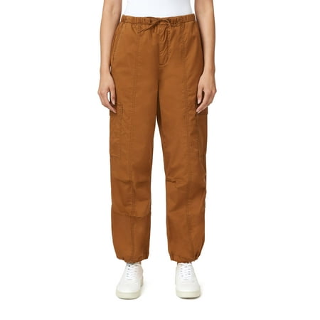 kensie Jeans for Women High-Rise Cargo Drawstring Parachute 27.5-Inch Inseam, BrownSugar, 6
