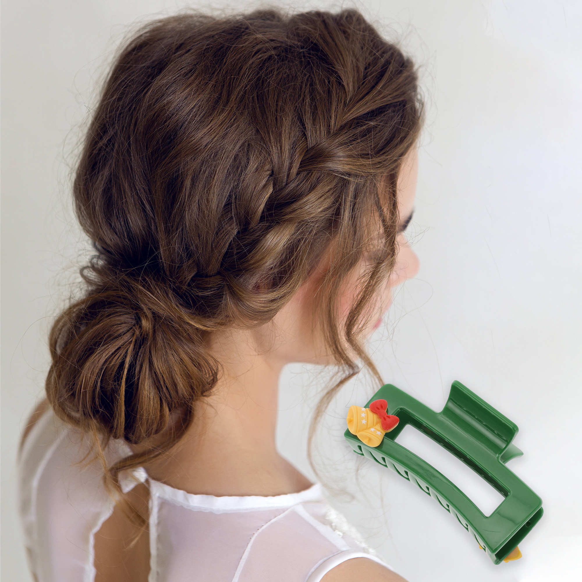 NOMADIC NOOK Christmas Hair Clips Square Fishbone Pine 3.35"x1.77"x1.57" Red Green 5 Pcs