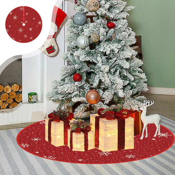 Adornos navideños, falda para árbol de Navidad de 35 pulgadas, decoración para la base del árbol de Navidad, falda para árbol para fiesta de Feliz Navidad, decoración de copos de nieve navideños, fald