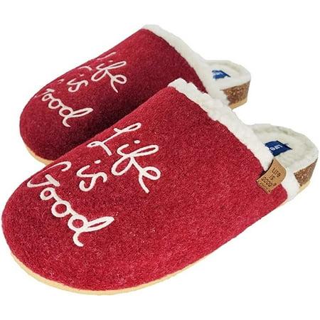 

LIFE IS GOOD Women s Closed Toe Mule Slippers 302891W - Indoor/Outdoor Soft Slip-on - Comfortable Lightweight Plush Slide with Cushioned Support & EVA Outsoles Berry / Life Is Good - Size 7