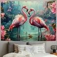 thumbnail image 2 of Fenyluxe  Pink Flamingo Tapestry Tropical Bird and Pink Floral in Rainforest Tapestry Wall Hanging Forest Nature Landscape Wall Tapestry for Bedroom Living Room Dorm Wall Decor 40x30inch, 2 of 6
