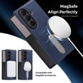 thumbnail image 4 of For Samsung Galaxy Z Fold 3 Phone Case,With 360° Rotatable Contractile Kickstand,Compatible With Mag-Safe,Anti-Scratch PU Leather Back,Shockproof Anti-fall Non-Slip Phone Case,Blue, 4 of 7