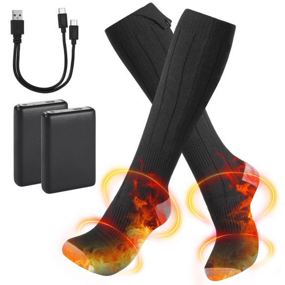 Rechargeable Heated Socks for Men Women, Full Foot Warmth with 5000mAh Battery, 4 Temperature Levels, Washable Thermal Warmers for Hiking, Camping, Skiing