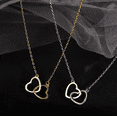 thumbnail image 2 of Elegant Double Heart Interlocking Pendant Necklace - Silver, 2 of 2