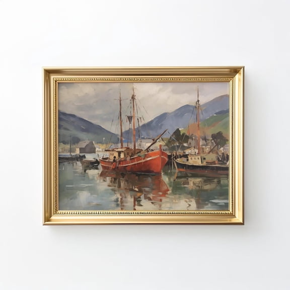 Vintage Maritime Home Decor, Fishing Boat Wall Art, Antique Nautical Wall Art, Lake House Decor, Seascape, Home Decor #254, Unframed Poster Size 8x12