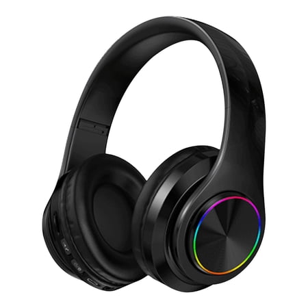 Hgallory IPX5 RGB Luminous 7-Color Over-Ear Wireless Earphones Breathing Light Waterproof Headsets Adjustable Bluetooth V5.3 Headphones with 500mAh Capacity 33ft Transmission 1 Pack Black