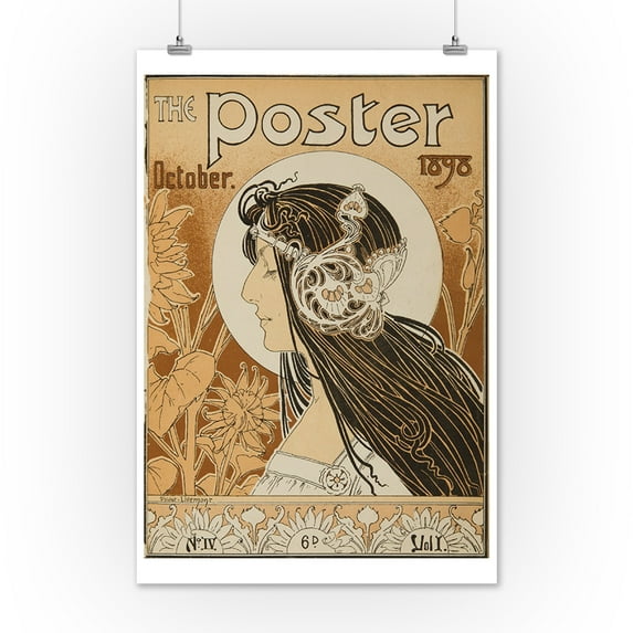 The Poster (October 1898 cover) Vintage Poster (artist: Livemont) England c. 1898 (12x18 Art Print, Wall Decor Travel Poster)