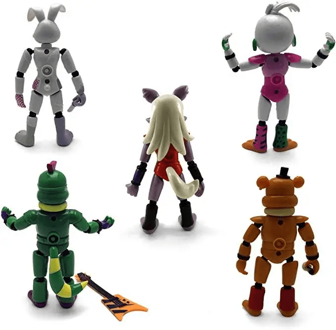 Five Nights at Freddy’s Action Figure Set – Robot Animal Figures – Set of 5 Collectible Action Toys with Instruments