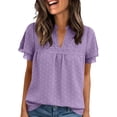 thumbnail image 3 of Bosfbaoi Women's Summer Tunic Tops, Loose Fit Double Ruffle Sleeve V Neck Blouse, Cute Dressy Casual Shirts for Work, Vacation, Daily Wear, 3 of 9