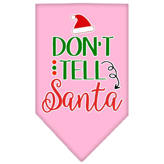 Christmas Pet and Dog Bandana Screen Printed, "Don't Tell Santa"