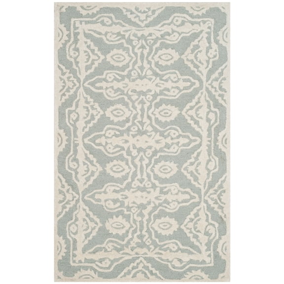SAFAVIEH Bella Doriane Medallion Geometric Wool Area Rug, Grey/Ivory, 2'6" x 4'
