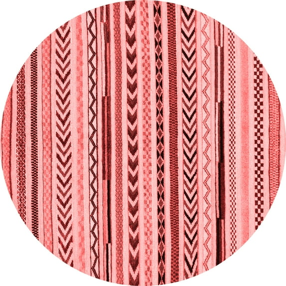 Ahgly Company Indoor Round Abstract Red Modern Area Rugs, 8' Round