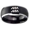 thumbnail image 2 of Tungsten Aquarius Horoscope 8mm Brushed Black 2 Tone Dome Polished Edges Men Ring, 2 of 2