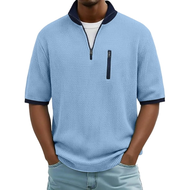 Camiseta Casual de Manga Corta con Cuello Tripulado 100% de Poliéster Lavable a la Máquina de Manga Larga Camisetas de Trabajo Al Aire Libre de Color Sólido para Hombres