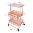 thumbnail image 4 of Pemberly Row 2-Tier Table Top Plastic Storage Trolley Rolling Cart in Pink, 4 of 13