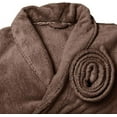 thumbnail image 5 of Mocassi Women’s Plush Fleece Spa Bathrobe, Shawl Collar and Pockets, Velvet Soft and Warm Long Robe - Large, Chocolate Brown, 5 of 5