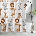 thumbnail image 2 of Cartoon Lions Giraffe Tiger Shower Curtain, 48" x 72", Cute Animal Leaf Musical Note Waterproof Bathroom Curtain Washable Shower Curtain Set with 12 Hooks, 2 of 8