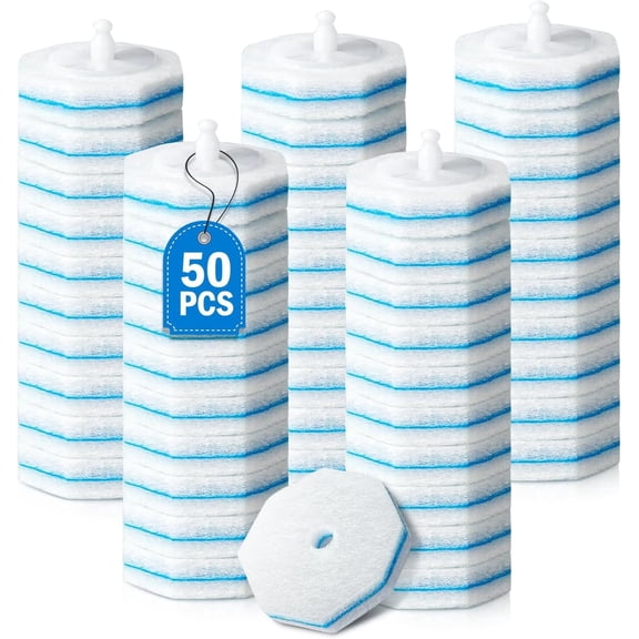 50Pcs Toilet Bowl Wand Refills Compatible with Clorox , Replacement Heads for Bathroom Washroom Cleaning Pads, Disposable Toilet Brush Refills Compatible with Household Brushes Scrubbers Cleaning Ref