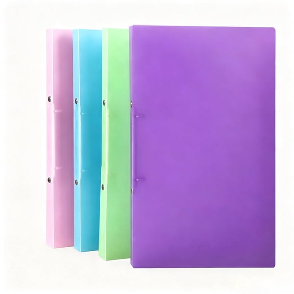 INTIGE 0.98" Frosted Plastic Ring Binder, Set of 4, 4 Assorted Colors, File Binder, Paper organizer