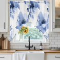 thumbnail image 4 of Blue Floral Spring Kitchen Window Curtains, Swag Curtains Valance for Bedroom Living Room Bathroom, Retro Watercolor Botanical Summer Rod Pocket Window Treatment Curtain Block Drapes 2 Panels 36"x36", 4 of 9