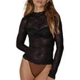 thumbnail image 1 of Blusa de encaje de manga larga y corte ajustado para mujer: elegantes detalles de encaje, versátil para combinar con otras prendas, tejido suave y transpirable. Tallas: S-XL., 1 of 3