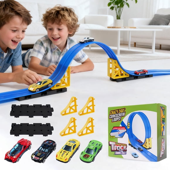 Pista de Carreras Flexible Kimdog de 4 m con 4 Autos Escala 1:64