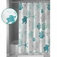thumbnail image 3 of Nautical Coral Teal Sea Turtle Shower Curtain for Bathroom, Summer Ocean Beach Shell Waterproof Shower Curtains Washable Quick Dry with Hooks Bathtub Curtains 60x72 IN, 3 of 7