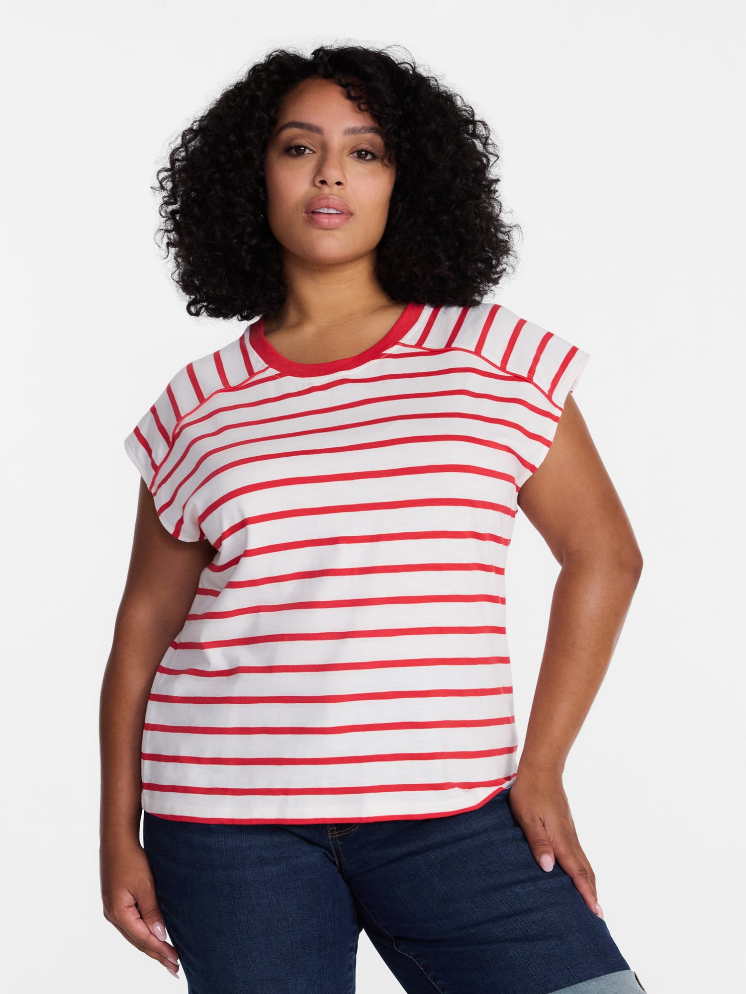 Time and Tru Women's Muscle Tank Top with Piped Trim, Sizes XS-XXXL
