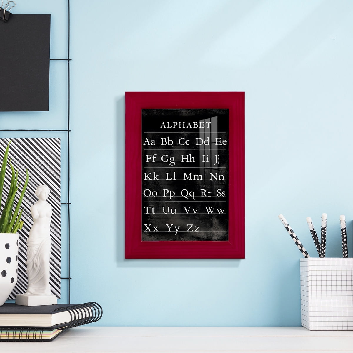 Alphabet Chart - Framed Print w/glass - Cherry Red