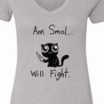 thumbnail image 4 of Inktastic Am Smol Will Fight Women's V-Neck T-Shirt, 4 of 5