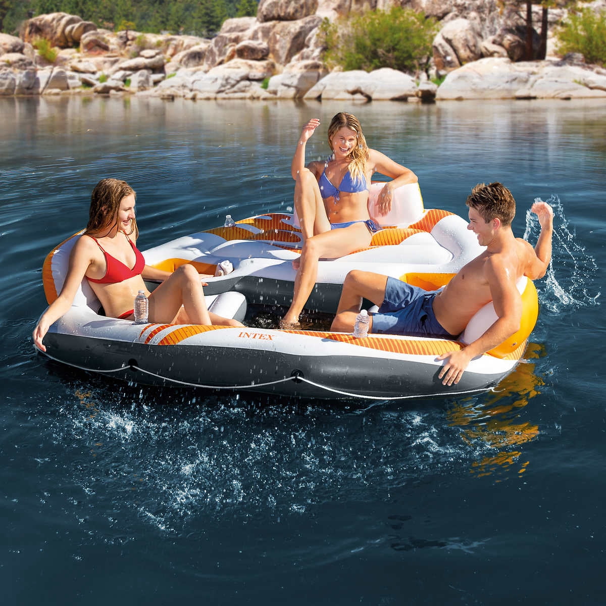 Intex Vista Inflatable Lake Island Raft Float 94" W x 81" L x 20" H