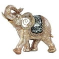 thumbnail image 2 of Urban Trends Collection 24812 Polyresin Standing Trumpeting Elephant Figurine With Engraved Design & Embedded Mirror Painted - Silver, 2 of 2