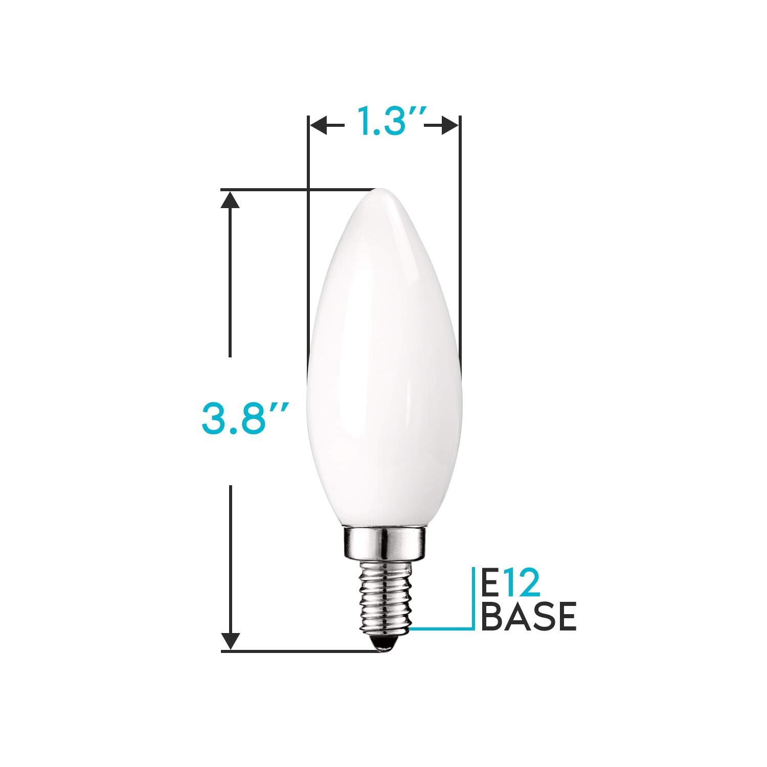 Luxrite E12 LED Chandelier Frosted Light Bulbs, Dimmable, 60 Watt Equivalent, 2700K Warm White, 450 Lumens, Blunt Tip, 6-Pack