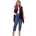 thumbnail image 3 of DARING DIVA Women's Plus Size Velvet High Low Hem Open Front Cardigan Vest 1X Burgundy, 3 of 5