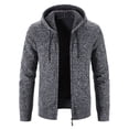 thumbnail image 3 of Chaqueta tipo cárdigan con cremallera y forro polar con capucha para otoño e invierno para hombre, 3 of 6