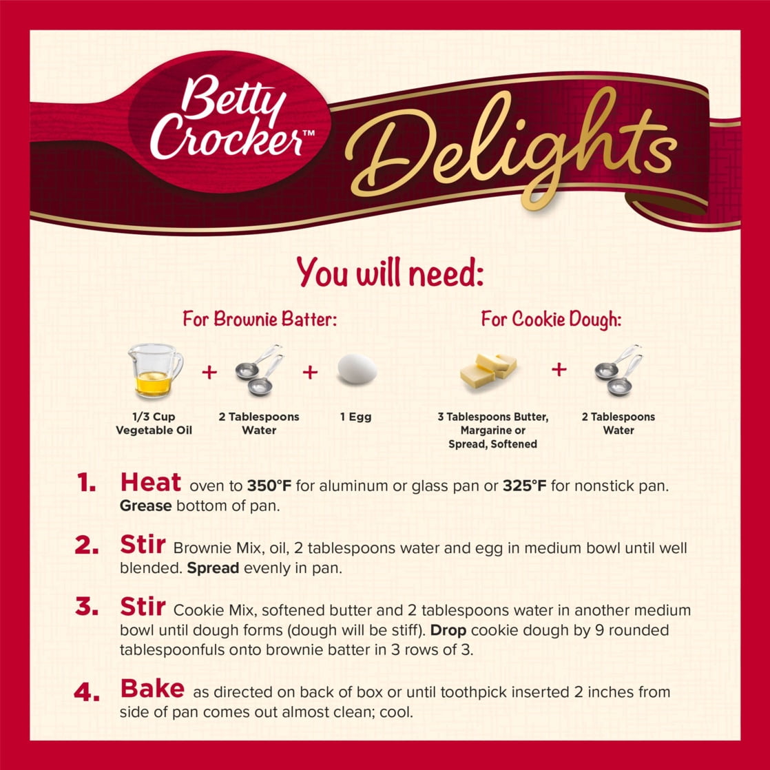 (8 pack) Betty Crocker Delights Cookie Brownie Bar Mix, 17.4 oz.