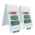 thumbnail image 2 of A-frame Sidewalk Fast Cash Loans 24" x 36" Double Sided A-Frame Sidewalk Sign, Includes 2 Plastic Inserts | Foldable Portable White Signicade Sandwich Board Signs, 2 of 5