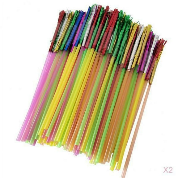 Pack of 200 Fringe Drinking Straws Sipping Straws Disposable Party Table Decor