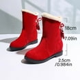 thumbnail image 6 of Wovix Womens Snow Boots Faux Suede Boots Slip-On with Side Pom Round Toe Shoes Chunky Winter Warm Boots Trendy Daily Red 40, 6 of 7