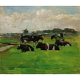 thumbnail image 2 of Piet Mondrian 17x15 Gold Ornate Wood Frame and Double Matted Museum Art Print Titled - Landscape with Group of Five Cows (circa 1901-02), 2 of 4