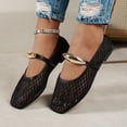 thumbnail image 2 of LTTVQM Mary Jane Shoes Women Woven Hollow Out Closed Square Ballet Flats Dressy Casual Comfortable Work Walking Shoes Black 36(US-5.5), 2 of 5