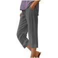 thumbnail image 2 of JUSLIO Womens with Pockets Elastic Waist, Casual Everyday Linen Capris, 2 of 5