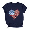 thumbnail image 3 of WILLBEST T-Shirts pour Femmes T-Shirt Décontracté Uni Col Rond Mode Imprimé Jour de l'Indépendance Manches Courtes Ample Pull Confortable, 3 of 3