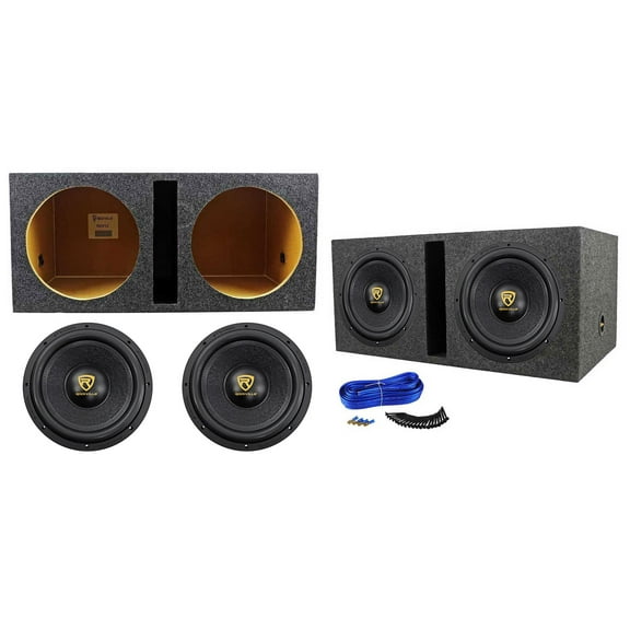 (2) Rockville W12K9D2 V3 12" 8000 Watt Car Subwoofers   Vented Sub Box Enclosure