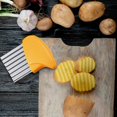 thumbnail image 3 of Stainless Steel Crinkle Cutter for Vegetables, Wavy Chopper Knife, 2 Pieces (Orange & Green), 3 of 8