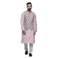 thumbnail image 1 of Atasi Pyjama Kurta Col Mandarin Traditionnel Uni avec Veste Imprimée, 1 of 3
