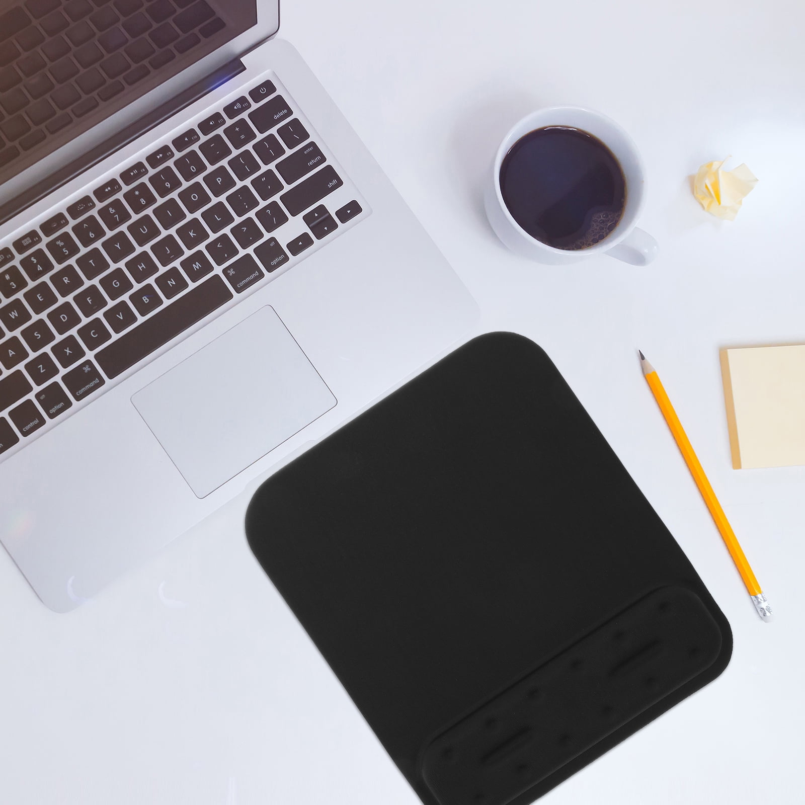 Mouse Pad Large Mouse Pad Mat with Wrist Rest Gel Support Comfort Memory Non Slip Base for Laptop PC Computer Desktop (Black)