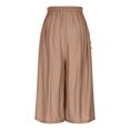 thumbnail image 6 of Lenpel Women's Cotton Linen Culottes Pants Elastic High Waisted Wide Leg Flowy Capri Pants Cropped Palazzo Trousers with Pockets, 6 of 7
